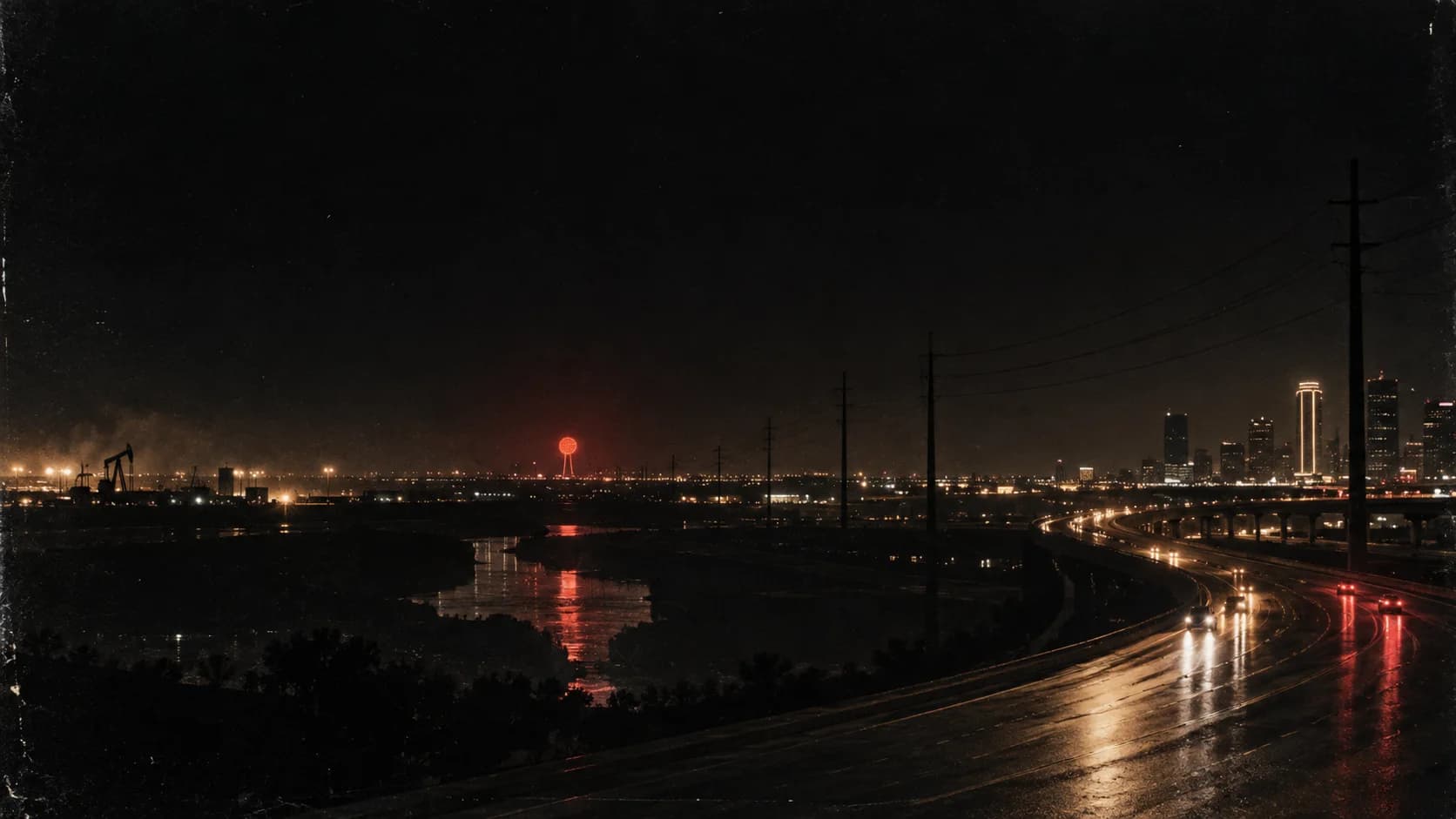 An original nocturnal artwork of Dallas, Texas