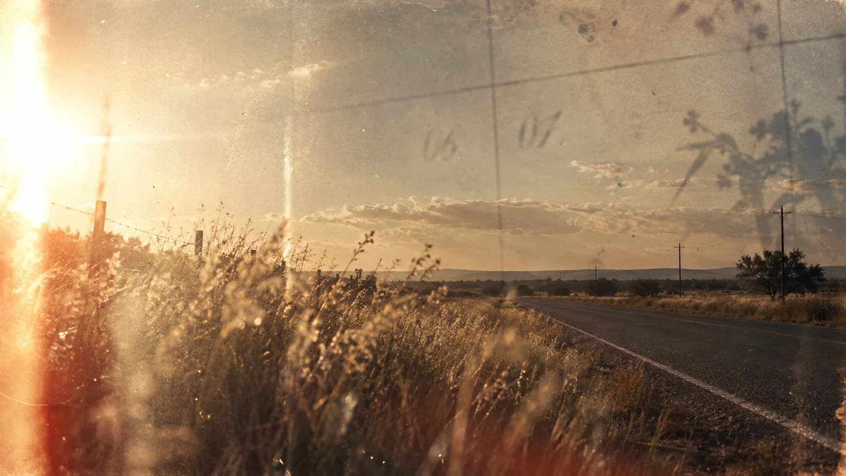 An original film study of a Texas summer road